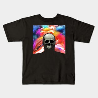 Skull on Psychedelic Background Kids T-Shirt